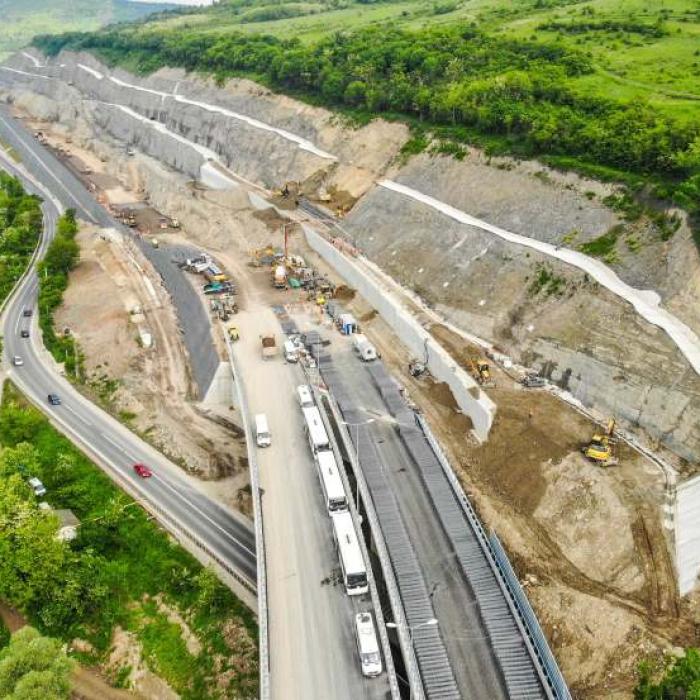 Imagini spectaculoase cu autostrada Lugoj - Deva, dealul Liliecilor VIDEO