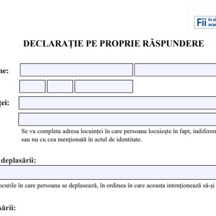 Declarația pe propria răspundere după ora 22:00. DESCARCĂ AICI NOUL MODEL
