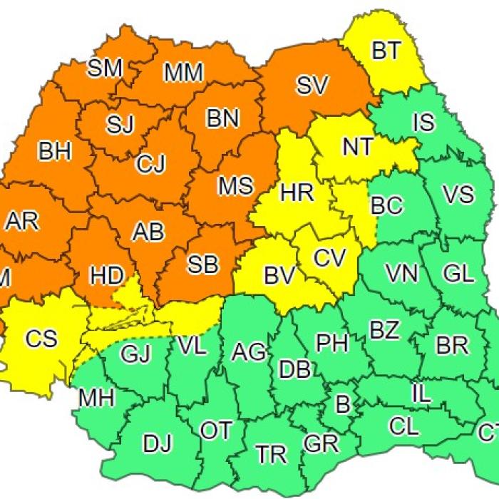 Cod Portocaliu de FURTUNĂ și CANICULĂ în aproape toată țara