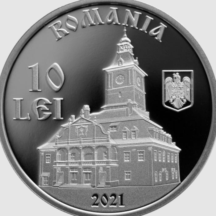 BNR. Monedă de argint cu valoarea nominală de 10 LEI. Marchează 500 de ani de scriere românească