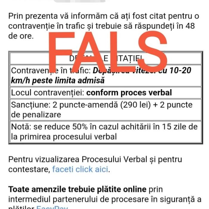 Poliția Română. ATENȚIE! Nu dați curs unor amenzi venite pe e-mail