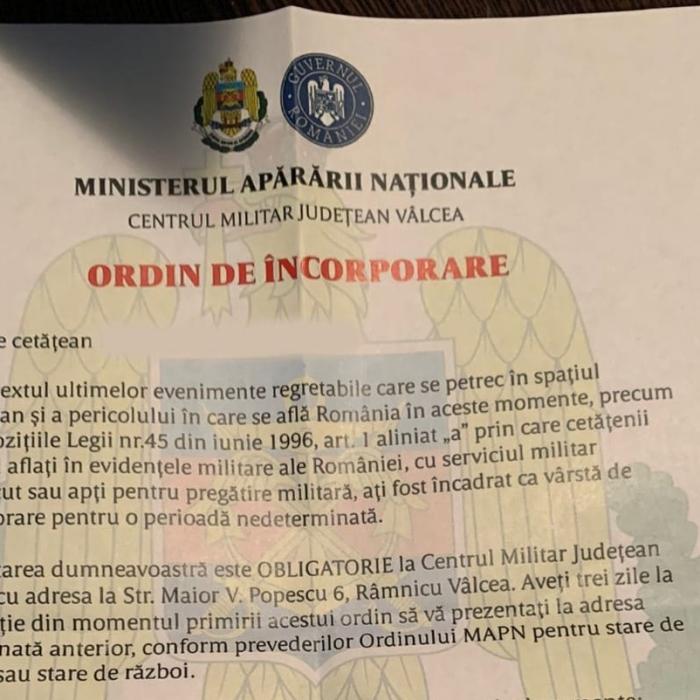 "Ordin de încorporare". MApN, intervenţie pentru a opri panica şi manipularea