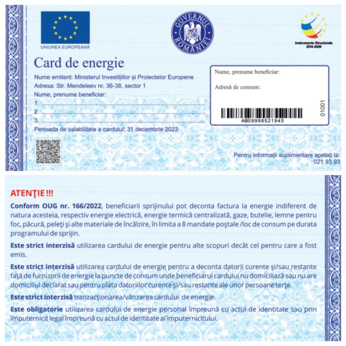 Acesta este cardul de energie. Cine beneficiază şi cum va fi distribuit. MIPE, informaţii oficiale