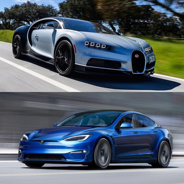 Cine câștigă cursa, un Bugatti Chiron sau Tesla S Plaid? Video