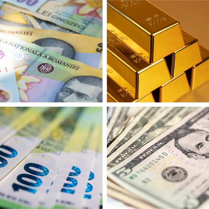 BNR: Aurul se ieftinește semnificativ, iar leul câștigă teren în fața euro