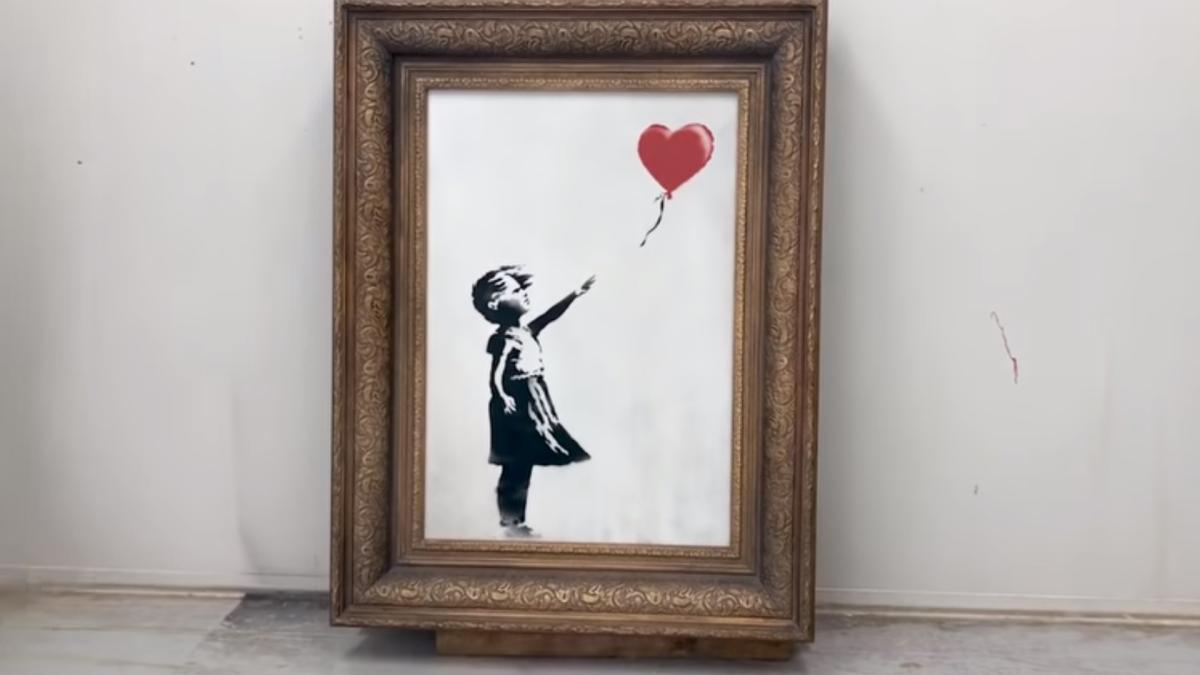 Farsa lui Banksy s-a terminat greșit. Tabloul trebuia să fie tocat tot VIDEO