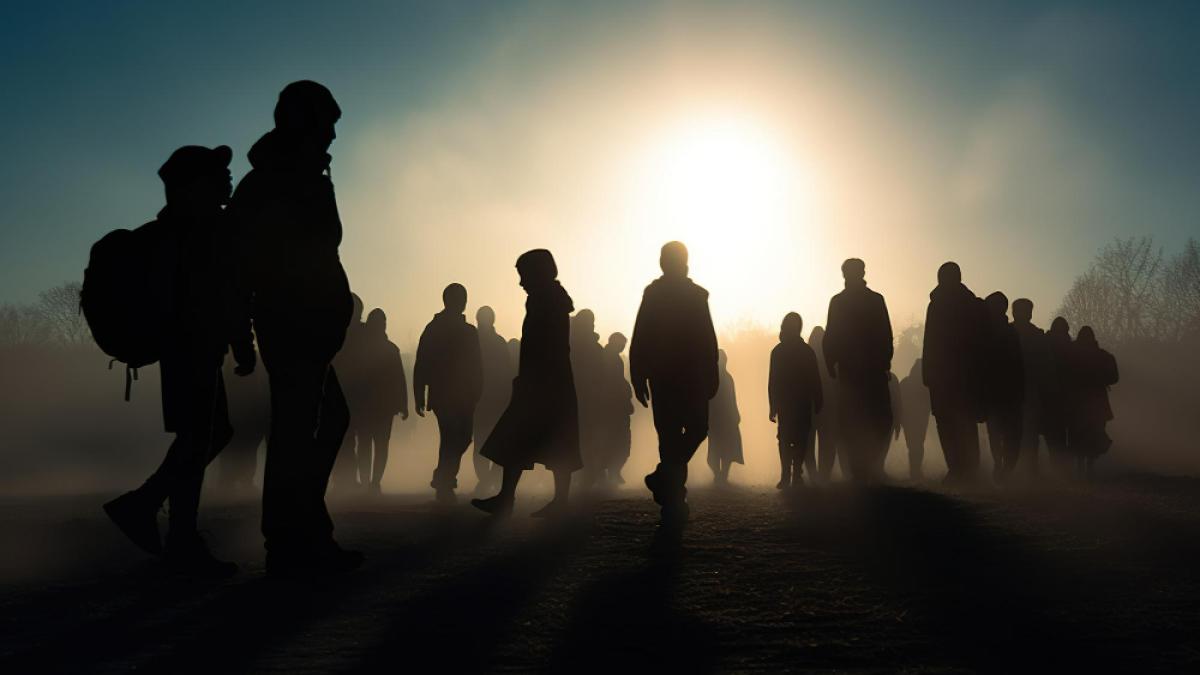 refugee-due-war-climate-change-global-political-issues-refugee-problem-is-gaining-momentum-hungry-children-migrate-europe-humanitarian-demographic-catastrophe-crisis_69134800