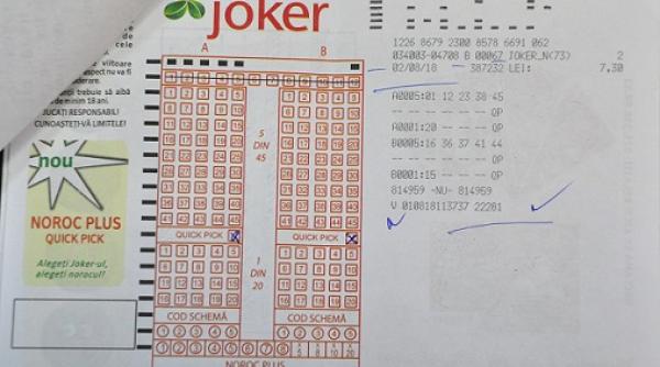 Loto. Report de 3 milioane de euro la Joker