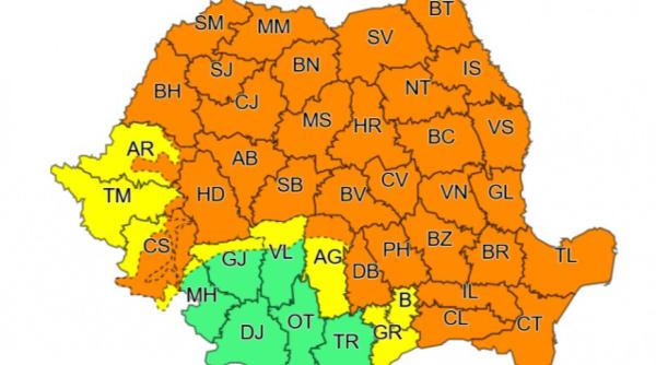 Cod portocaliu de vreme instabilă, pe aproape tot teritoriul țării