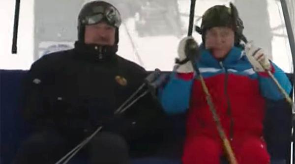 Tovarăși pe viață: Putin și Lukașenko s-au distrat la schi VIDEO