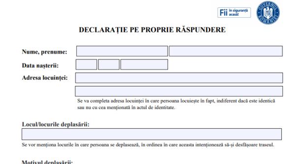 Declarația pe propria răspundere după ora 22:00. DESCARCĂ AICI NOUL MODEL