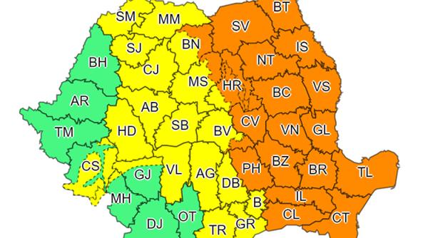 Prognoză meteo. Jumătate de țară, sub COD PORTOCALIU - HARTA