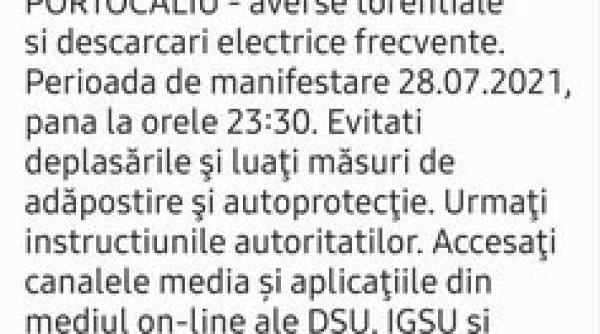 COD PORTOCALIU de vijelie puternică pentru București