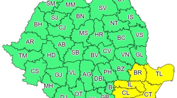 Avertizare ANM. Cod galben de ploi abundente în cinci judeţe. Harta