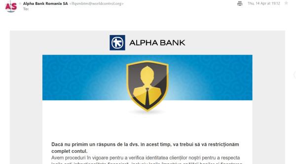 Clienții Alpha Bank, ȚINTA unei tentative de înșelătorie. Recomandarea băncii