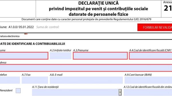 Declarația unică, termen LIMITĂ de depunere. Anunţul ANAF