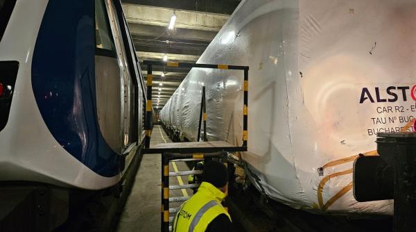 Primul tren de metrou Alstom a ajuns în depoul Metrorex din Berceni