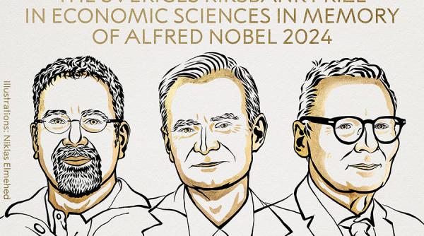 Premiul Nobel pentru economie, atribuit profesorilor Daron Acemoglu, Simon Jonhson şi James Robinson