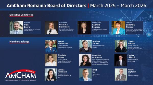 AmCham Romania anunță componența Consiliului Director pentru noul mandat (martie 2025 – martie 2026)