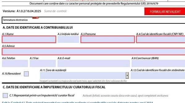 ANAF, lămuriri despre Declaraţia unică (Formular 212), cu o săptămână înainte de termenul limită de depunere