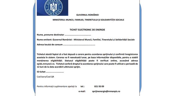 Atenţie! Informaţiile momentului despre tichetul de energie de 50 lei/lunar - Termen limită