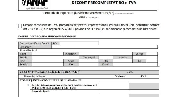 S-a modificat decontul precompletat RO e-TVA. Noul formular