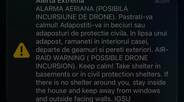 Alertă de drone în județul Botoșani, joi dimineață